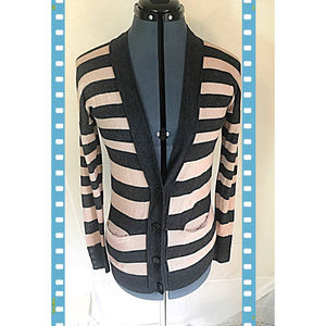 ANN TAYLOR LOFT Pink/Gray Boyfriend Cardigan